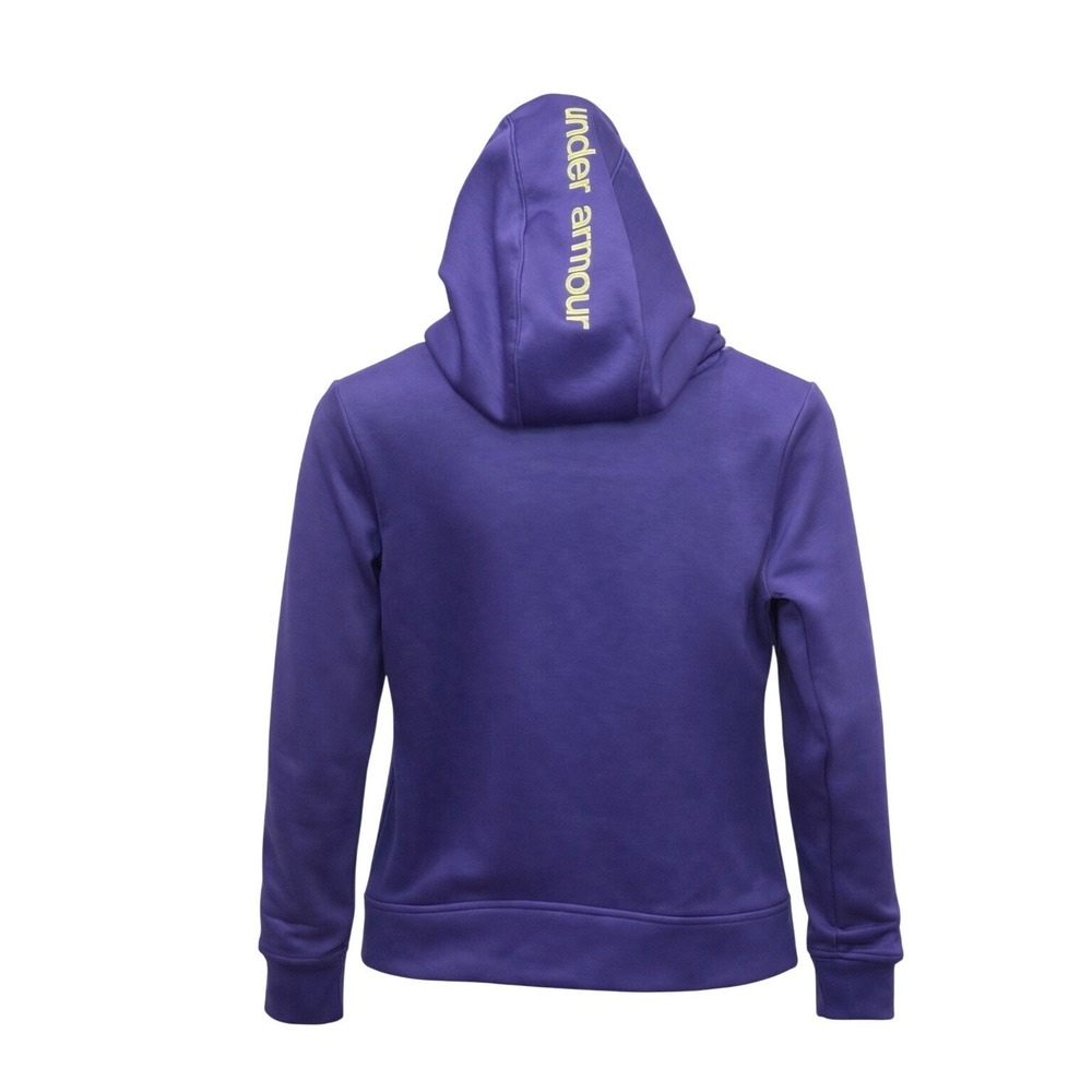 Under Armour Youth Medium Hoodie Purple Neon Logo Loose Fit Girls Sweatshirt - Picture 2 of 6